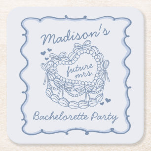 Blauer Schleifen Retro Herz Coquette Torte Jungges Rechteckiger Pappuntersetzer