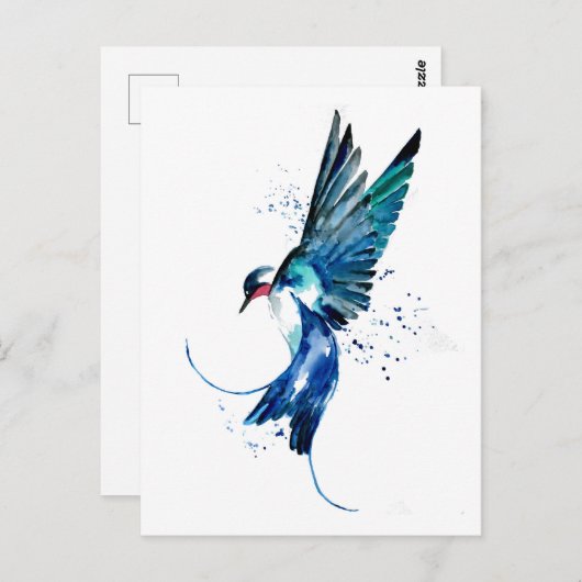 Blauer Schlucken Postkarte (Vorne/Hinten)