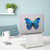 Blauer Schmetterling 2 Aufkleber (Laptop auf Schreibtisch)