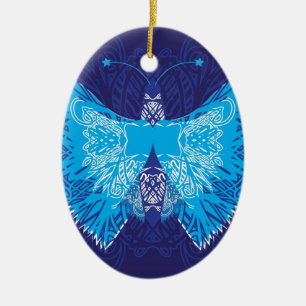 Blauer Schmetterling abstrakt Keramikornament