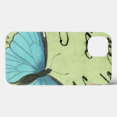 Blauer Schmetterling auf Aquamariner Postkarte Case-Mate iPhone Hülle (Rückseite (Horizontal))