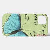 Blauer Schmetterling auf Aquamariner Postkarte Case-Mate iPhone Hülle (Rückseite (Horizontal))