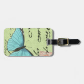 Blauer Schmetterling auf Aquamariner Postkarte Gepäckanhänger (Vorderseite horizontal)