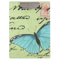 Blauer Schmetterling auf Aquamariner Postkarte