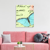 Blauer Schmetterling auf Aquamariner Postkarte Leinwanddruck (Insitu (Wohnzimmer))