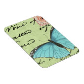Blauer Schmetterling auf Aquamariner Postkarte Magnet (Rechte Seite)