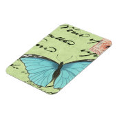Blauer Schmetterling auf Aquamariner Postkarte Magnet (Linke Seite)