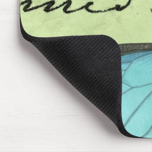 Blauer Schmetterling auf Aquamariner Postkarte Mousepad (Ecke)