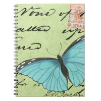 Blauer Schmetterling auf Aquamariner Postkarte