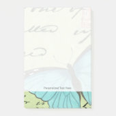 Blauer Schmetterling auf Aquamariner Postkarte Post-it Klebezettel (Vorderseite)