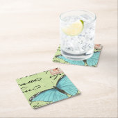 Blauer Schmetterling auf Aquamariner Postkarte Rechteckiger Pappuntersetzer (Vor Ort)