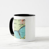 Blauer Schmetterling auf Aquamariner Postkarte Tasse (Vorderseite Links)
