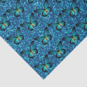 Blauer Schmetterling auf blauem Glitzer - Gewebepa Seidenpapier (Ausschnitt)