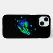 Blauer Schmetterling auf Regenbogen Herz mit Stern Case-Mate iPhone Hülle (Rückseite (Horizontal))