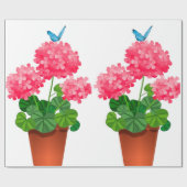 Blauer Schmetterling auf rosa Blume - Packpapier (Flach)