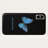 Blauer Schmetterling auf schwarz Case-Mate iPhone Hülle (Rückseite (Horizontal))