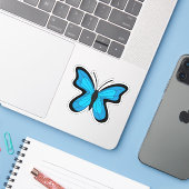 Blauer Schmetterling Aufkleber (Laptop mit iPhone)