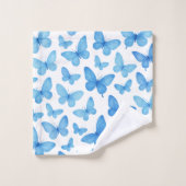 Blauer Schmetterling Badhandtuch Set (Waschlappen)