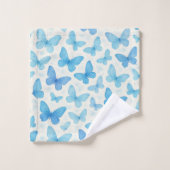 Blauer Schmetterling Badhandtuch Set (Waschlappen)