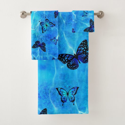 Blauer Schmetterling Badhandtuch Set (Insitu)