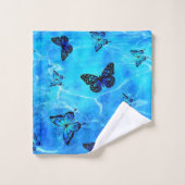Blauer Schmetterling Badhandtuch Set (Waschlappen)