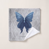 Blauer Schmetterling Badhandtuch Set (Waschlappen)