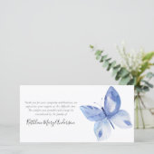 Blauer Schmetterling Beerdigung Dankeskarte (Stehend Vorderseite)