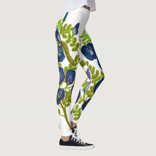 Blauer Schmetterling Blume Leggings (Rechts)