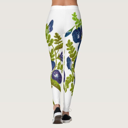 Blauer Schmetterling Blume Leggings (Rückseite)