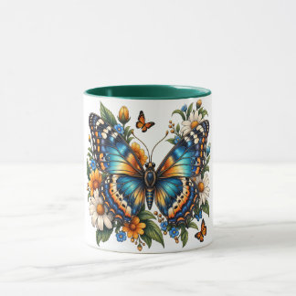 Blauer Schmetterling Blumen-Tasse Tasse