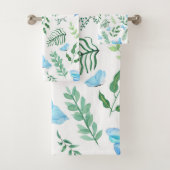 Blauer Schmetterling Botanische Vegetation Wasserf Badhandtuch Set (Insitu)