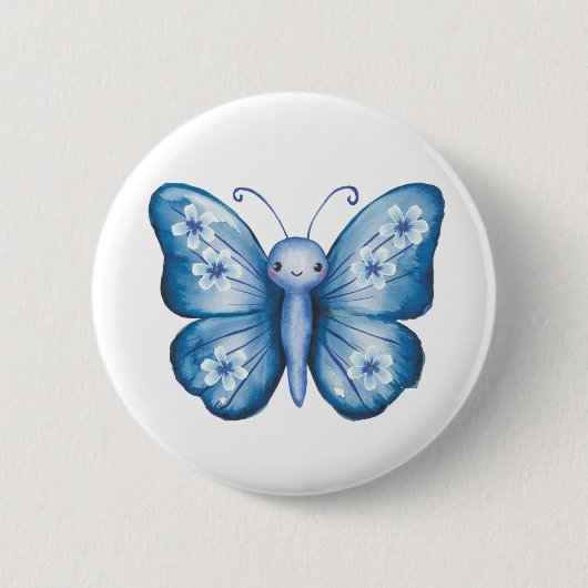 Blauer Schmetterling Button (Vorderseite)