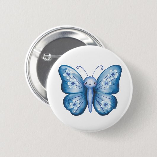 Blauer Schmetterling Button (Vorne & Hinten)