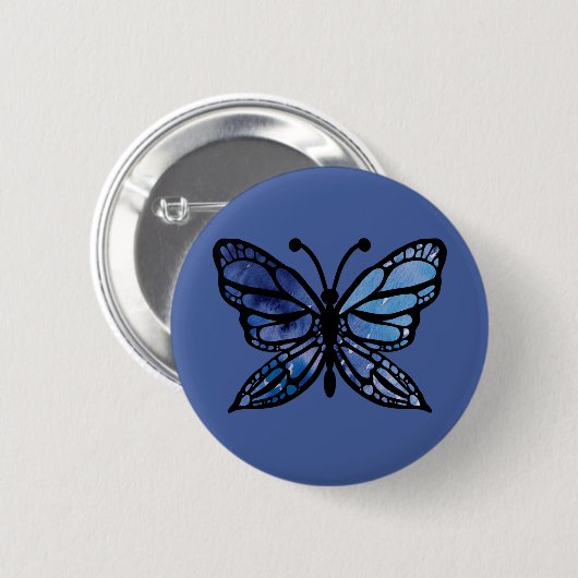 Blauer Schmetterling Button (Vorne & Hinten)
