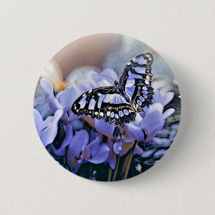 Blauer Schmetterling Button