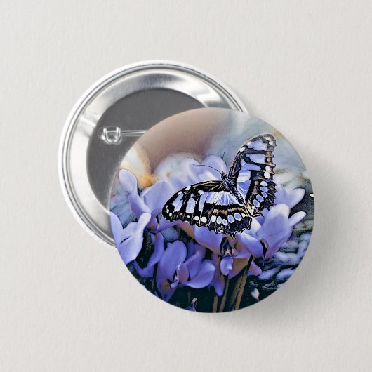 Blauer Schmetterling Button (Vorne & Hinten)