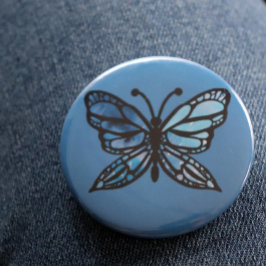 Blauer Schmetterling Button