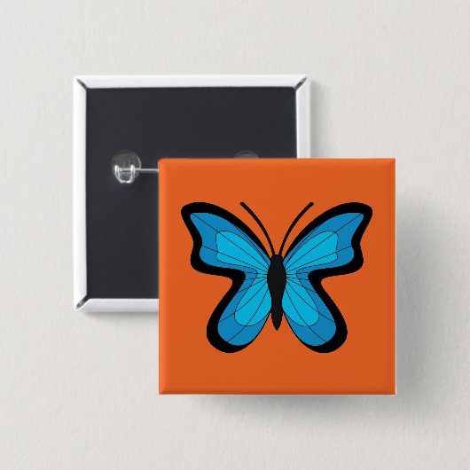 Blauer Schmetterling Button (Vorne & Hinten)
