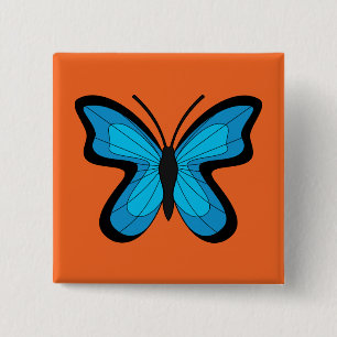 Blauer Schmetterling Button