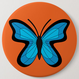 Blauer Schmetterling Button