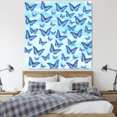 Blauer Schmetterling Canvas Print Leinwanddruck (Insitu (Schlafzimmer))