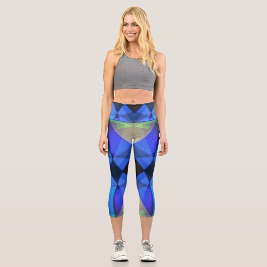 Blauer Schmetterling Capri Leggings (Vorderseite)