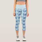 Blauer Schmetterling Capri Leggings (Vorderseite)