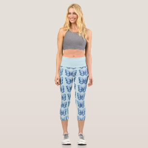 Blauer Schmetterling Capri Leggings