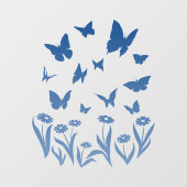Blauer Schmetterling Decal Butterfly Blume Klammer Fensteraufkleber (Blatt)