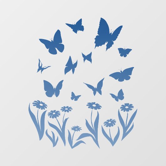 Blauer Schmetterling Decal Butterfly Blume Klammer Fensteraufkleber (Blatt)