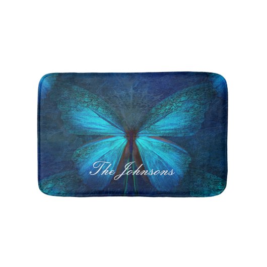 Blauer Schmetterling der Freude und des Glücks Badematte (Vorderseite)