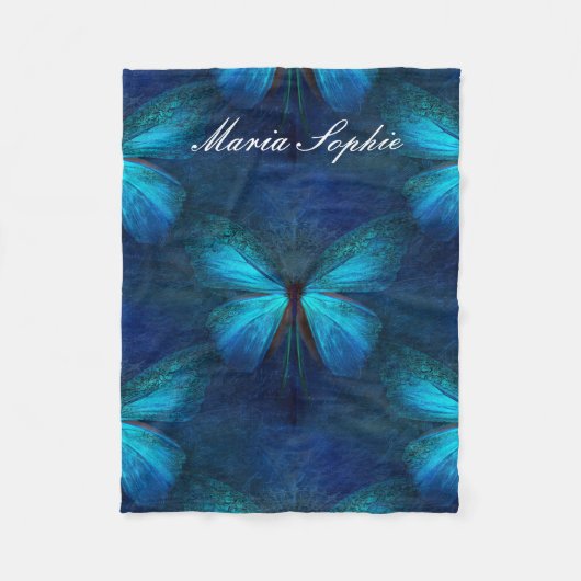 Blauer Schmetterling der Freude und des Glücks Fleecedecke (Vorderseite)