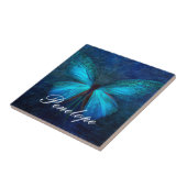 Blauer Schmetterling der Freude und des Glücks Fliese (Seite)