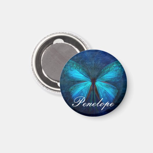 Blauer Schmetterling der Freude und des Glücks Magnet (Vorderseite/Rückseite)